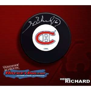 Henri Richard Montreal Canadiens Autographed/Hand Signed Hockey Puck