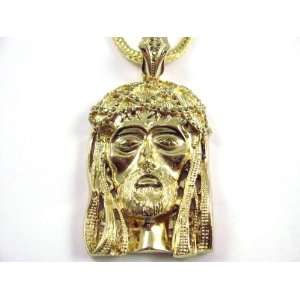    Jay Z Iced Out Gold Jesus Pendant w/4mm Franco Chain Jewelry