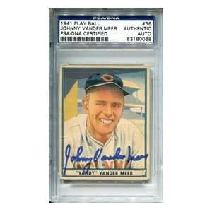  Johnny Vander Meer Autographed 1941 Play Ball Card Sports 