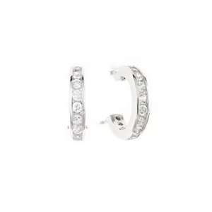  Hillarys Silver CZ Channel Set Huggie Earrings Jewelry