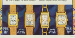 1937 Lord Elgin Wristwatch Color Ad~4 Men Styles Shown  