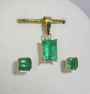 65ct COLOMBIAN EMERALD PENDANT EARRINGS 18K SET ~A PERFECT GIFT FOR 