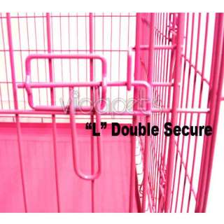 30 3 Door Pink Folding Dog Crate Cage Kennel Three 2  