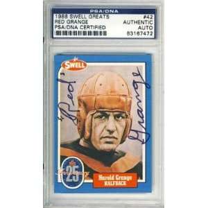  1988 Sewell Greats Red Grange #42 Signed Hof Card Psa/dna 