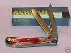 Schrade Old Timer Red Marble Trapper Pocket Knife Knives  
