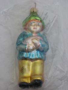   Vintage BRING HOME THE BACON Farmer Boy Numbered Ornament NW  