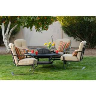   new 5 piece patio set which includes 4 spring club chairs 1 48 round