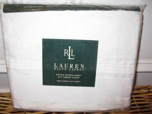 Ralph Lauren ESTATE Sateen White Queen Flat Sheet  
