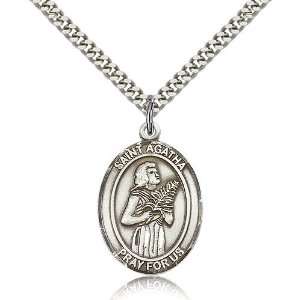  .925 Sterling Silver St. Saint Agatha Medal Pendant 1 x 3 