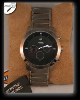 Fossil Dress Stainless Steel Gunmetal Watch For Men with diamond 