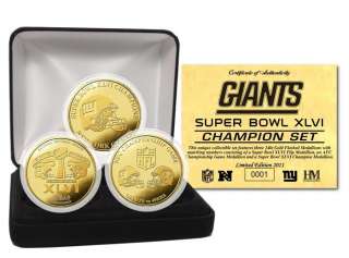   Super Bowl XLVI / 46 Champions 24KT Gold Medallion 3 Coin Set  