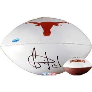 Vince Young Autographed Football   TRISTAR University of Texas Logo