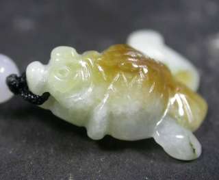 Yellow 100% Natural A Jade jadeite pendant Gold Fish ** It have small 