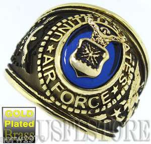 Mens Air Force Seal US Military Gold Plated Ring  