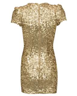French Connection Gold Samantha Sequin Dress 14 RRP £165  