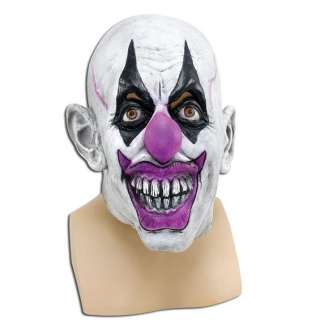Adult Rubber Mask, Halloween Scary Clown White & Purple  
