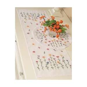  Bucilla Stamped Embroidery Dresser Scarf & Doilies Tall 