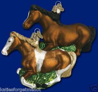 BROWN WHITE MUSTANG OLD WORLD CHRISTMAS ORNAMENT 12257  