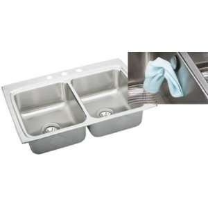   Lustrous Highlighted Satin Kitchen Sink 4 Hole Drop In (Top Mount