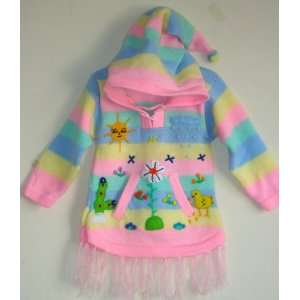  SWEATER HOODIE PINK embroidery 3D handmade in PERU size 1 