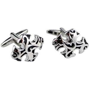  Engraved Cross Silver Cufflinks Jewelry