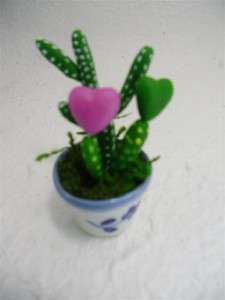 Handmade Miniature Clay Cactus Tree on ceramic pot  