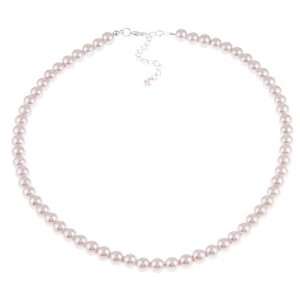    Crystale Silvertone Pink Faux Pearl 20 inch Necklace Jewelry