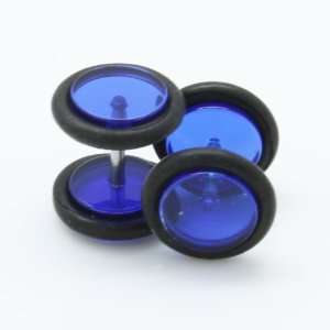 Blue Acrylic Fake Plugs Gauges Earrings ~ 16G Wire ~ 8mm ~ Sold as a 