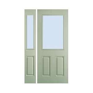 Exterior Door Smooth Fiberglass Half Lite with 1 Sidelite 