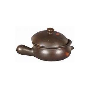Pomaireware Clay Fondue Pot / Saucepan with Handle & Lid  
