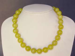 Necklace Lemon Jade Large 14mm Round Beads  