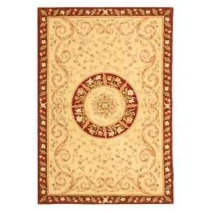   French Tapis FT224A Beige and Dark Red Country 3 x 5 Area Rug Home