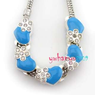 Skyblue Heart + Flower Beads Fit Bracelets 151031  