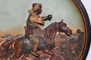 Rare Terracotta Charger of an Arab Horseman by Johann Maresch 