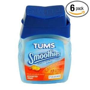  Tums Smoothies, Assorted Fruit, 12 Chewable Tablets 