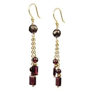   and Rectangle Garnet Bead 2 Gold Over Silver Drop Earrings Jewelry
