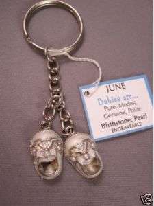 Birth Month Key Chain Birthstone June Baby Shoes New  