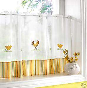 CHICKENS KITCHEN CAFE CURTAINS WHITE YELLOW 60 X 24  