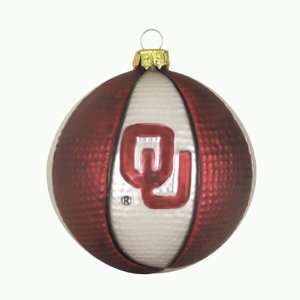   NCAA Oklahoma Sooners Blown Glass Basketball Christmas Ornaments 2.5