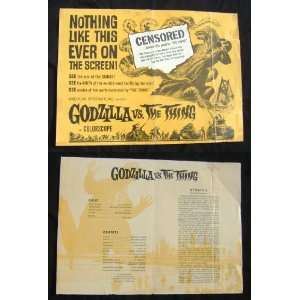  Godzilla vs the Thing 1974 Vintage Movie Poster Program 