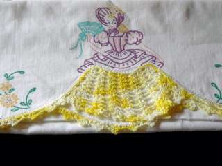 Beautiful Vintage Cotton Crochet Lace Southern Belle Pillowcases 