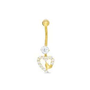   Belly Button Ring with Cubic Zirconia in 10K Gold GOLD BODY Jewelry