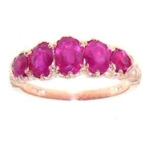  14K Rose Gold Ladies 5 Stone Ruby English Victorian Style Ring 
