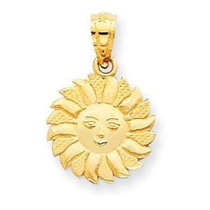  14k Yellow Gold Polished Sun with Face Pendant Jewelry