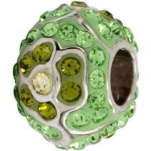 Amore & Baci Silver Green Flower Bead   Fits On Pandora Chamilia And 