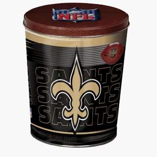 New Orleans Saints 3.5 gallon gift tin with three premium plus gourmet 