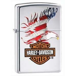  Harley Davidson USA Flag Eagle Wings Zippo Lighter, High 