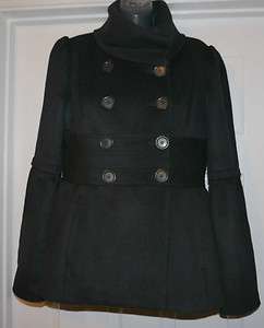 Ann Taylor LOFT Womens Black Wool Blend Peacoat Coat Jacket NWT 