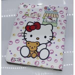 Hello Kitty Pattern Ipad2 PU Leather Case With Bulit in Stand Design 