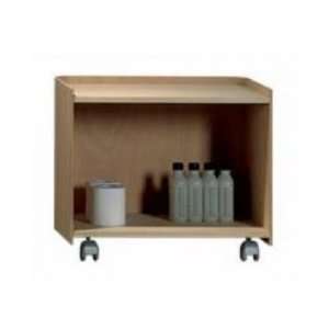   Wood Cart Storage Unit W/ Two Shelves and Casters
